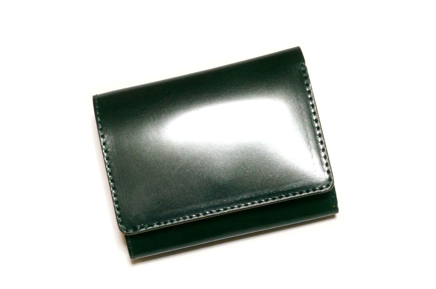 新喜皮革コードバン×サドルレザー 三つ折りミニウォレット 総手縫い ブラック 新喜皮革コードバン×サドルレザー 三つ折りミニウォレット 総